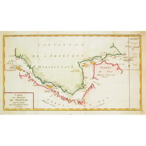 Old map image download for [Lot of 11 maps of the Strait of Magellan] Carte du detroit de Magellan avec les Routes de la Bodeuse et de l'Etoile.