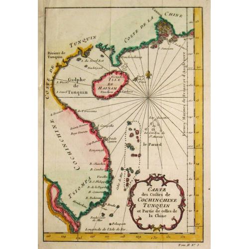 Old map image download for Carte des Costes de Cochin Chine, Tunquin et Partie de celles de la Chine.