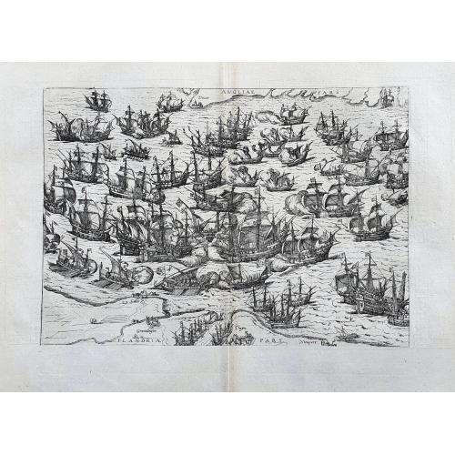 Old map image download for [Showing the 1588 defeat of the Spanish Armada in the English Channel]