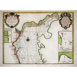 [Lot of 4 maps] First edition of Guillaume de l'Isle's chart depicting the northern part of the Caspian Sea,  Plus N. Bellin's map of the Caspian sea.