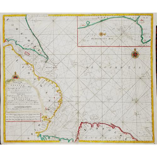 Old map image download for [Lot of 2 charts and 40 pages of text with prints of coastal profiles] Nieuwe Pascaert vande Oost Cust van Schotlandt Beginnende van Barwyck tot aen de Orcades Ylanden.  [Together with a sea-chart of England's east coast.]