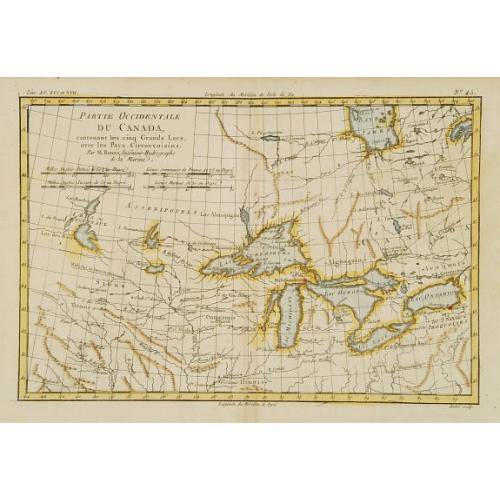 Old map image download for Partie Occidentale du Canada, contenant les cinq Grands Lacs?