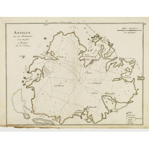 Old map image download for Antigue une des Antilles aux Anglois.