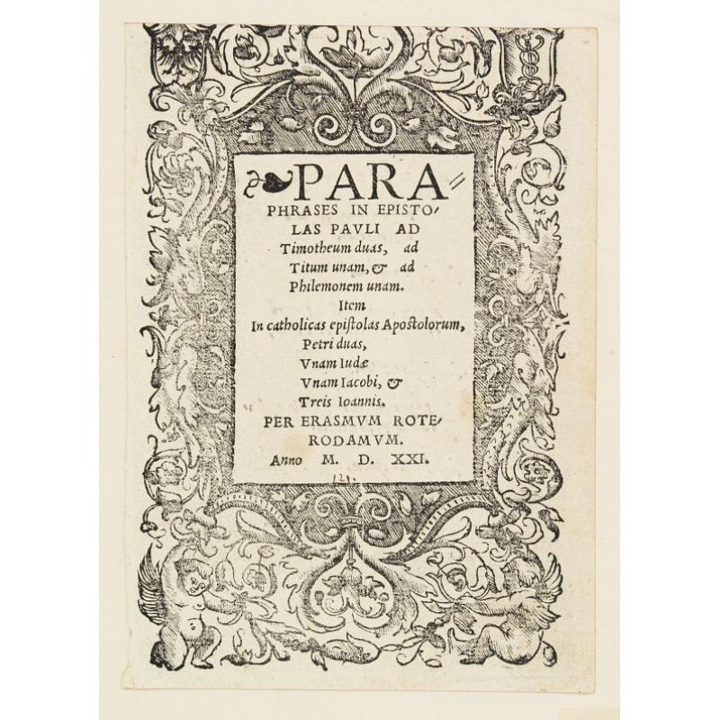 Title page to a book:"Phrases in epistolas Pauli ad Thimotheum duas......"