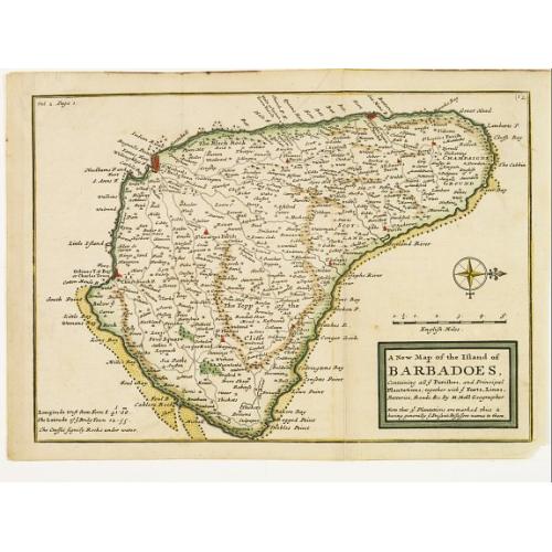 Old map image download for A New Map of the Island of Barbadoes, Containg all ye Parishes..