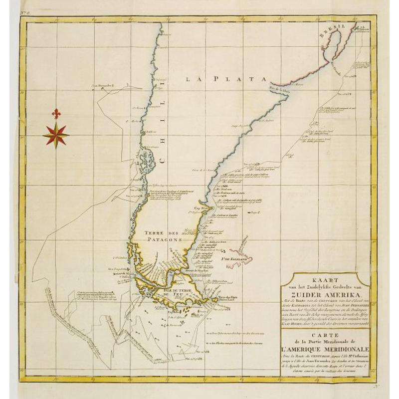 Carte de la partie meridionale avec la route du Centurion, depuis l'Isle Ste. Catherine..