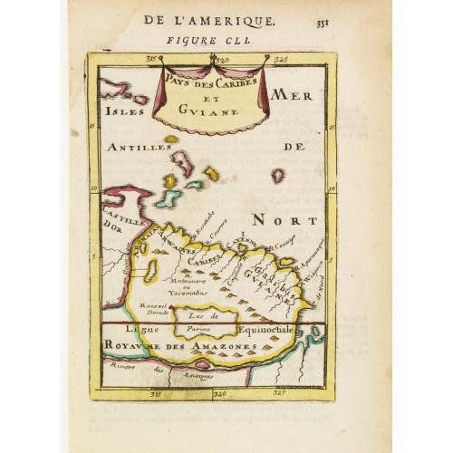 Old map image download for Pays des Caribes et Guiane.