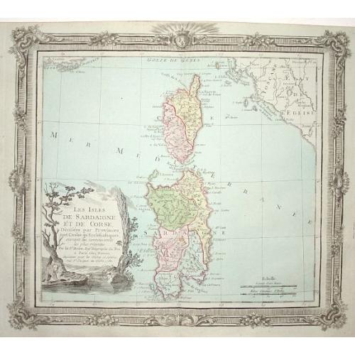 Old map image download for Les Isles de Sardaigne et de Corse..