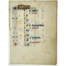 Leaf on vellum from a manuscript Book of Hours.