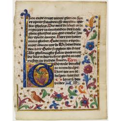 Leaf on vellum, from a manuscript book of hours.