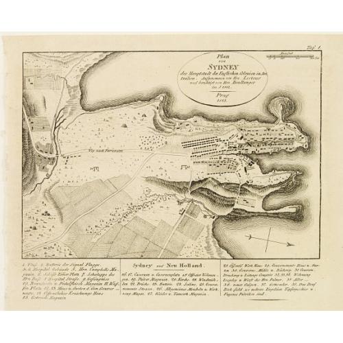 Old map image download for Plan von Sydney der Hauptstadt der Englischen Colonien in Australien..