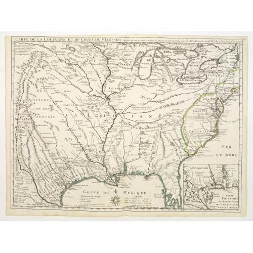 Old map image download for Carte de la Louisiane et du cours du Mississipi.