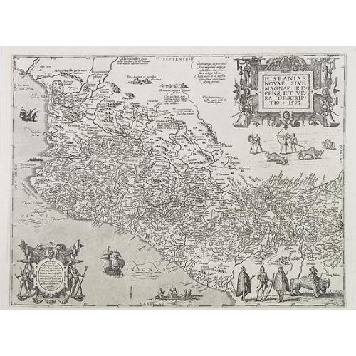 Old map image download for Hispaniae novae sive magnae, recens et vera descriptio * 1595.