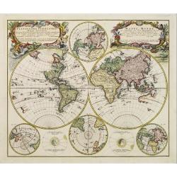 Planiglobii Terrestris Mappa Universalis.. - Mappe-Monde qui represente les deux Hemispheres..