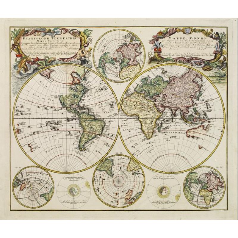 Planiglobii Terrestris Mappa Universalis.. - Mappe-Monde qui represente les deux Hemispheres..