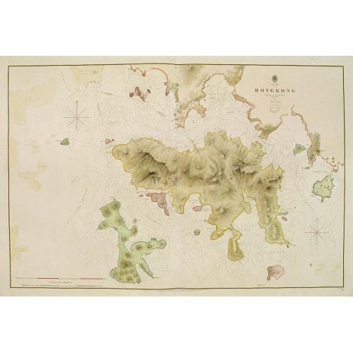 Old map image download for HONG KONG surveyed by Captn. Sir Edward Belcher, in H.M.S. Sulphur 1841. Corrected to 1845.