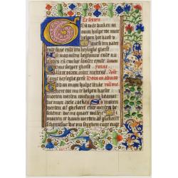 Leaf on vellum, from a manuscript book of hours.