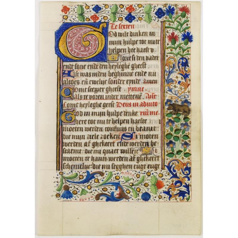 Leaf on vellum, from a manuscript book of hours.