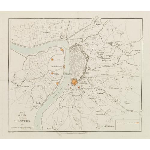 Old map image download for Plan de la Ville et des Environs d'Anvers.