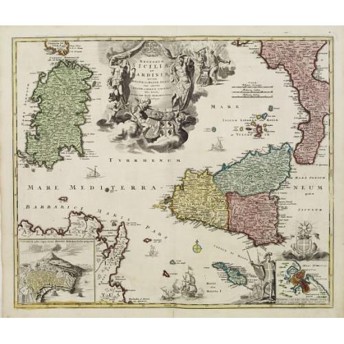 Old map image download for Regnorum Siciliae et Sardiniae.. Melitae seu Maltae ..