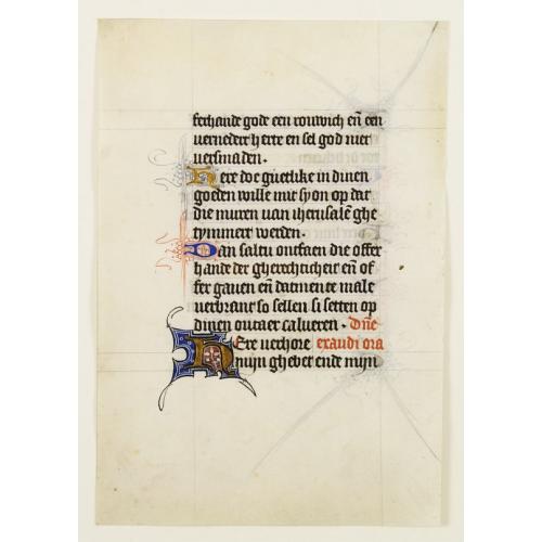 Old map image download for Manuscript leaf on vellum from a Dutch Book of Hours.