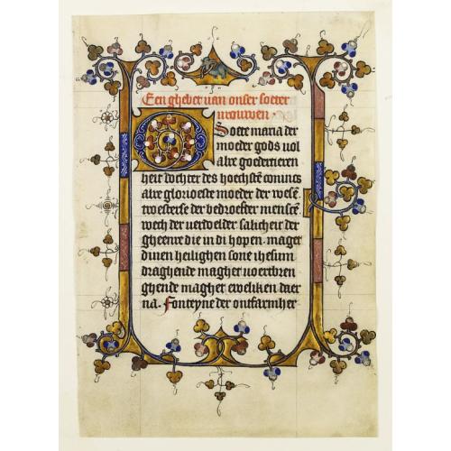 Old map image download for Manuscript leaf on vellum from a Dutch Book of Hours.