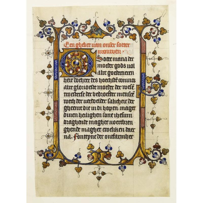 Manuscript leaf on vellum from a Dutch Book of Hours.