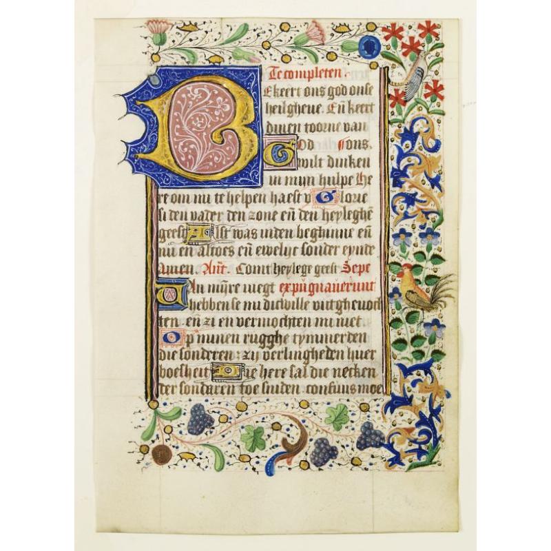 Leaf on vellum, from a manuscript book of hours.