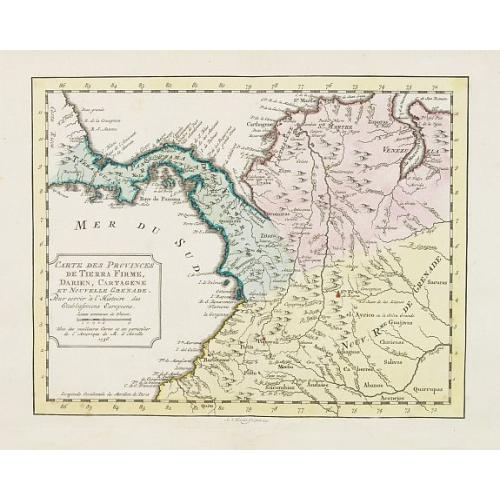 Old map image download for Carte des Provinces de Tierra Firme Darien Cartagene ..