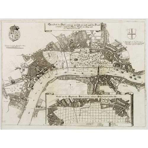 Old map image download for Gründtriss der Statt LONDON, wie folche vor und nach dem Brand anzüseher s..