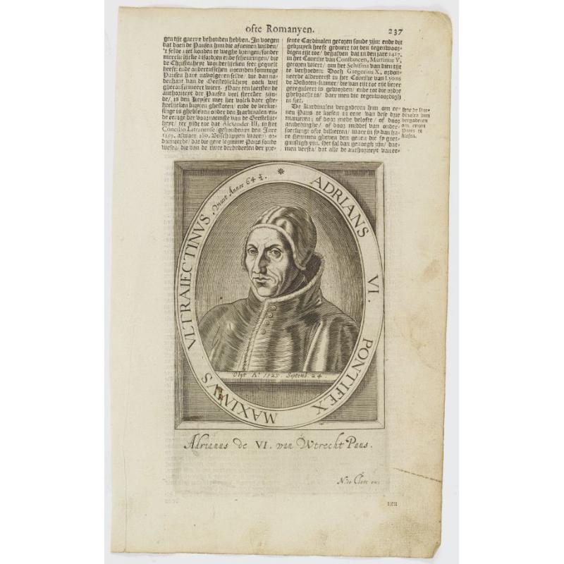 Adrians VI. Pontifex Maximus Ultraiectinus Vixit Annos 64 1/2.