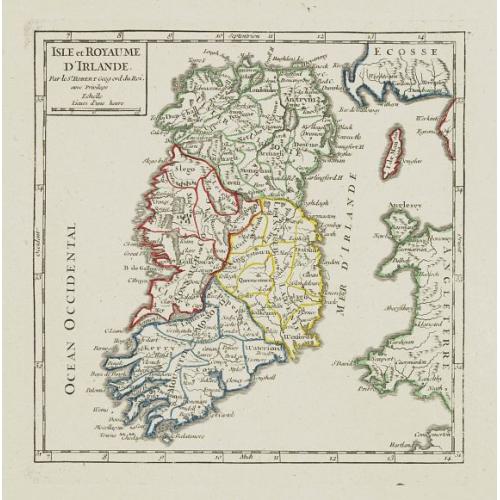 Old map image download for Isle et Royaume d'Irlande.