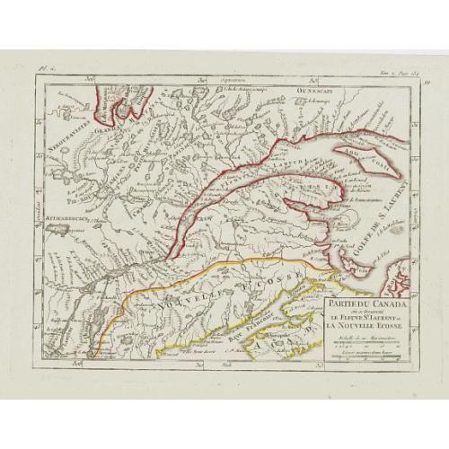 Old map image download for Partie du Canada où se trouvent le Fleuve St. Laurent et la Nouvelle Ecosse.