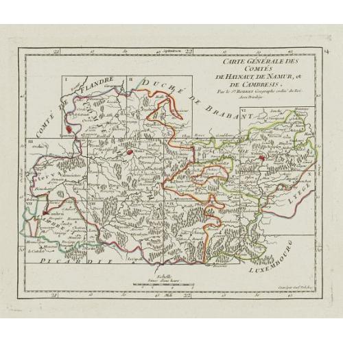 Old map image download for Carte Générale des Comtés de Haynaut, de Namur, et de Cambresis.