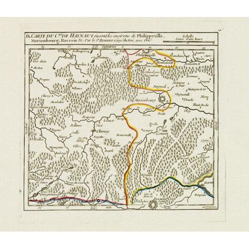 Old map image download for IX. Carte du C.té de Haynaut où sont les environs de Philippeville, Marienbourg, Rocroix &c.