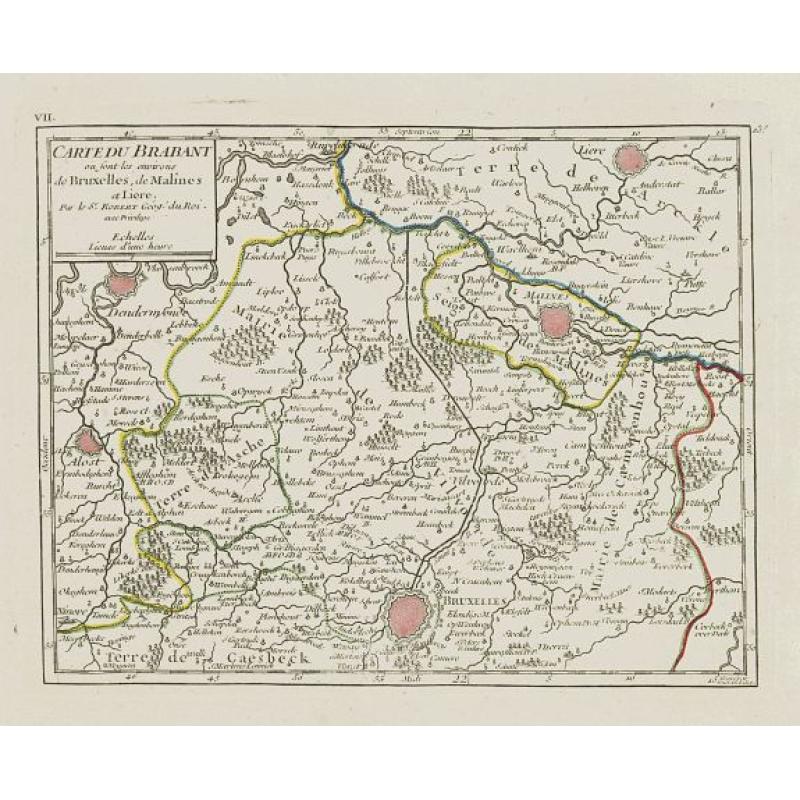 VII. Carte du Brabant ou sont les environs de Bruxelles, de Malines et Liere.