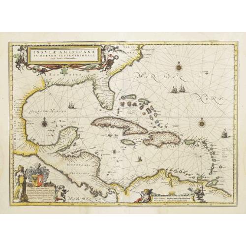 Old map image download for Insulae Americanae in Oceanus Septentrionali cum Terris..