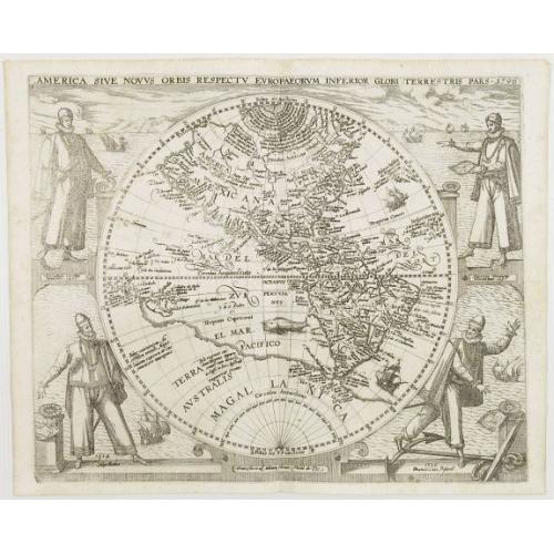 Old map image download for America sive novus orbis respectu Europaeorum inferior globi terrestris pars 1596.