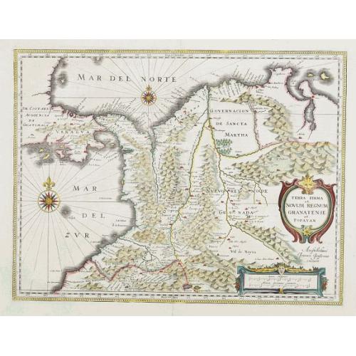 Old map image download for Terra Firma et Novum regnum Granatense et Propayan.