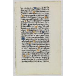 Leaf from a printed Book of Hours on vellum.