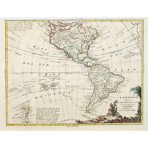 Old map image download for L'America divisa ne suoi principali Stati..