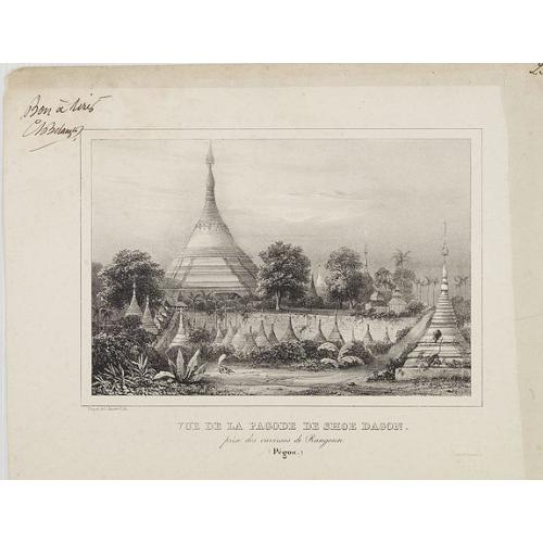 Old map image download for Vue de la Pagode de Shoe Dagon. Prise des environs de Rangoun (Pégou.).