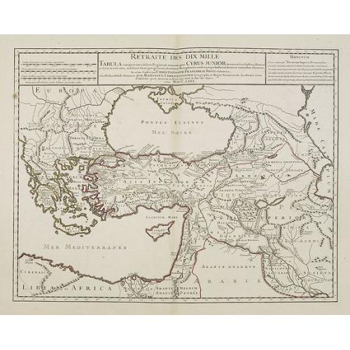 Old map image download for Retraite des Dix Mille Tabula conspectum exhibens Regionum omnium quas Cyrus Junior, Artaxerxi fratibellum illaturus ac Cyro in acie caeso. . .