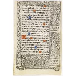 Leaf on vellum from a printed Book of Hours.