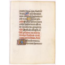 A manuscript leaf from a Book of Hours.