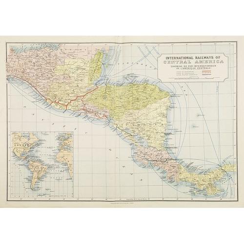 Old map image download for International Railways of Central America (chemins de fer internationaux de l'Amérique centrale).