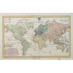 MAPPE-MONDE ou CARTE GENERALE de toutes les parties du GLOBE, corrigée et augmentée des Découvertes du Cap. COOK, de celles de la PEROUSE en 1801, de VANCOUVER, de MACKENSIE en 1802 . . .