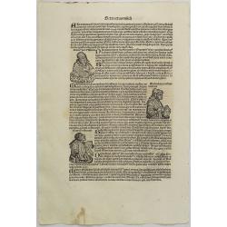 [Text page with portrait of Matheolus Perusinus, Kings and Roman personalities. ] Sexta Etas Mundi CCLII