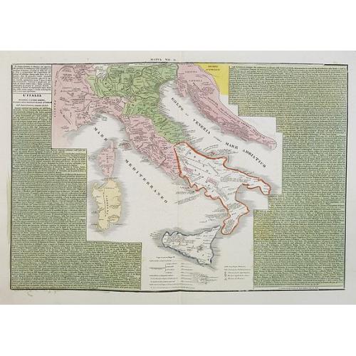 Old map image download for L'Italia ripartita a diversi dominii, in forza delli trattati di pace ottenuti dall' impero francese, conquiso al 1815.