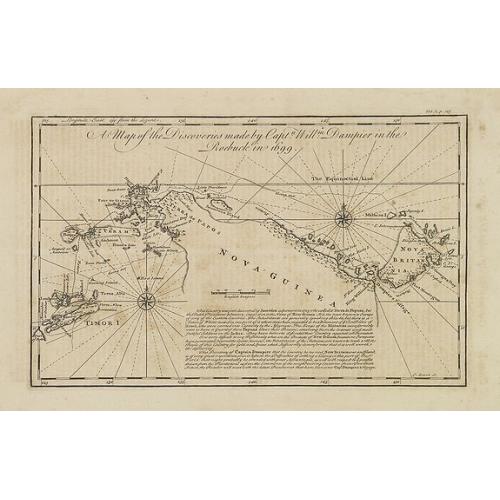 Old map image download for A map of the discoveries made by Captn. Willm. Dampier in the Roebuck in 1699.